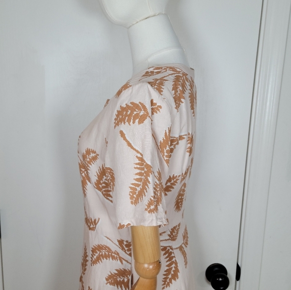 Roolee Midi Palm Leaf Beach Resort Boho Cotton Blend Linen Dress Size Small - Picture 8 of 14